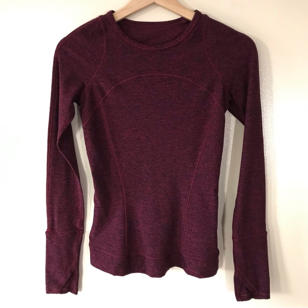 Lululemon • 2 • Cypress Kiss Long Sleeve Running Top Heathered Star Ruby & Black